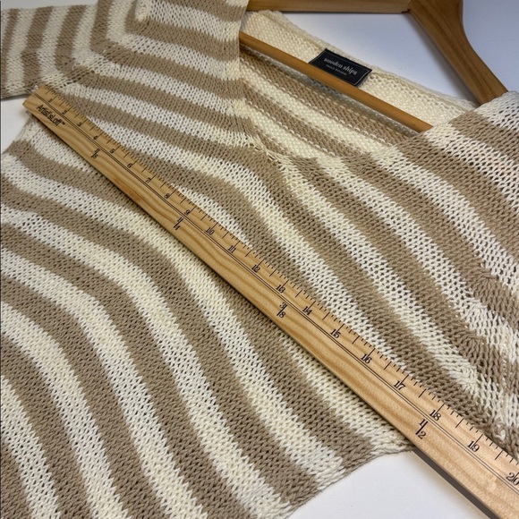 Wooden Ships Tan and Cream Striped Knit Sweater Size S/M - Picture 4 of 6